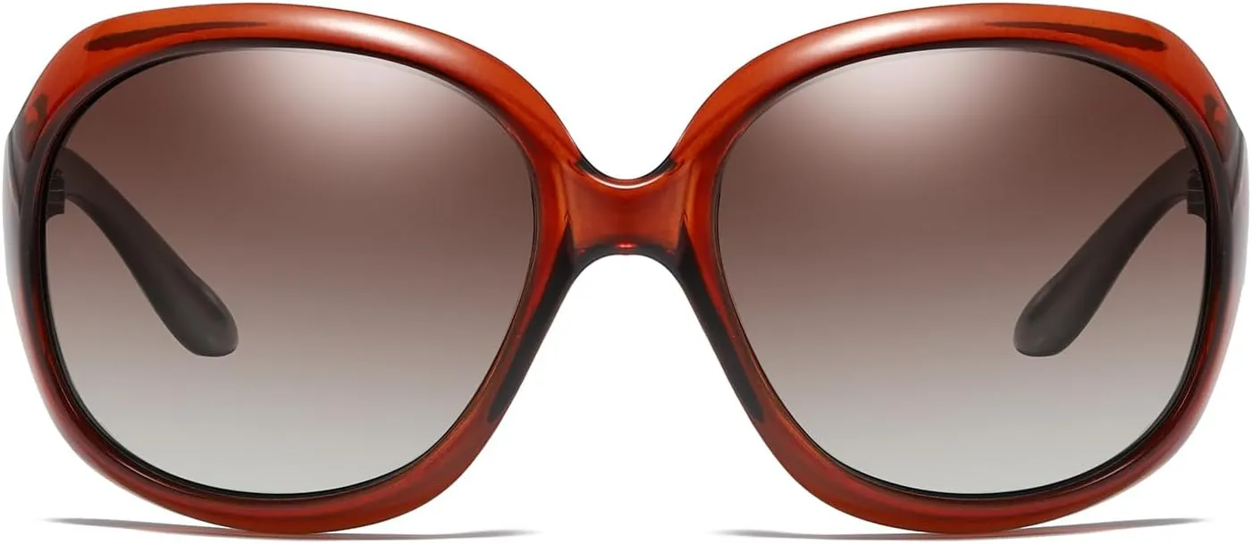Womens Polarized Sunglasses Trendy Large Round Anti Glare Driving Sun Glasses Ladies Cute Big Frame Shades