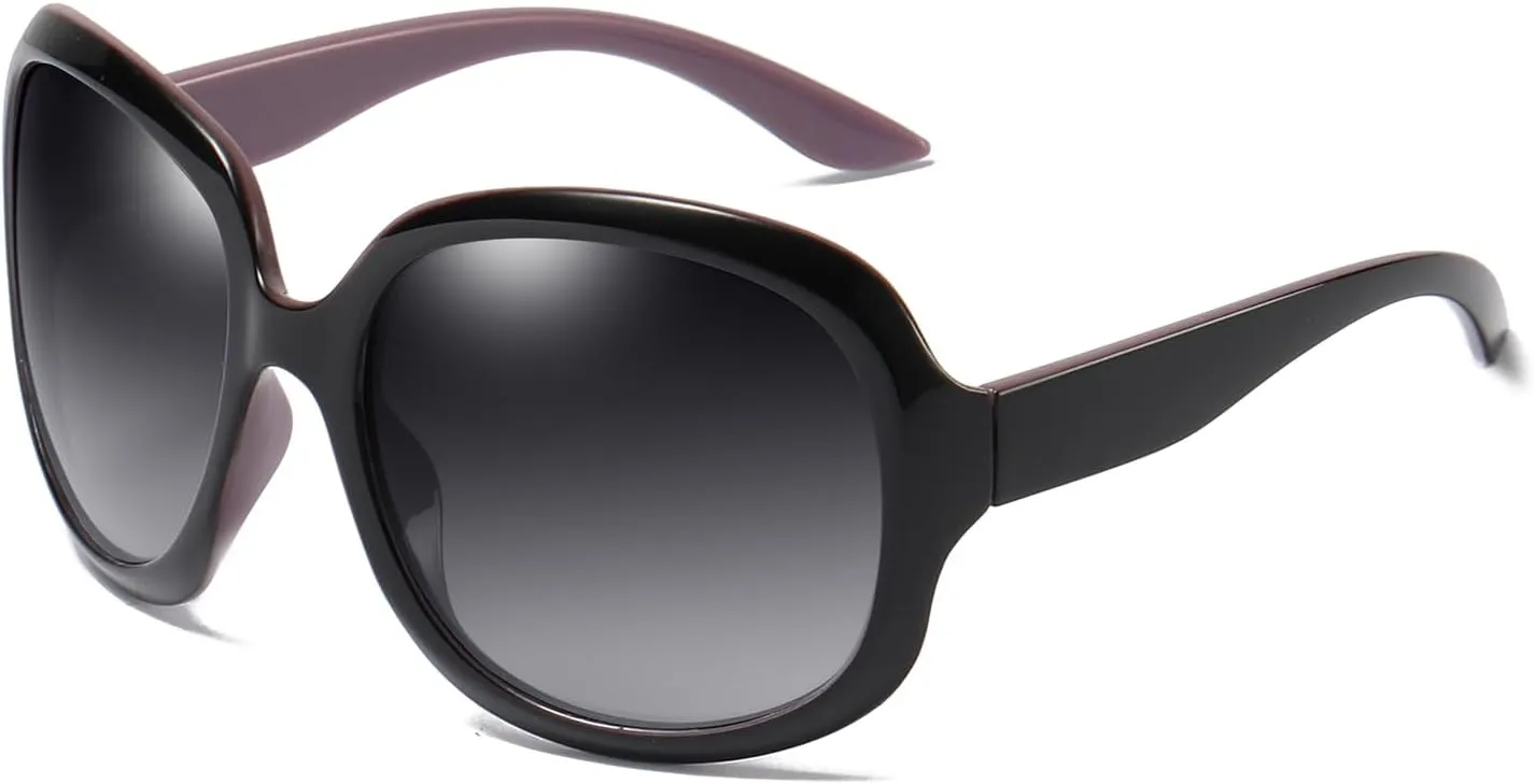 Womens Polarized Sunglasses Trendy Large Round Anti Glare Driving Sun Glasses Ladies Cute Big Frame Shades
