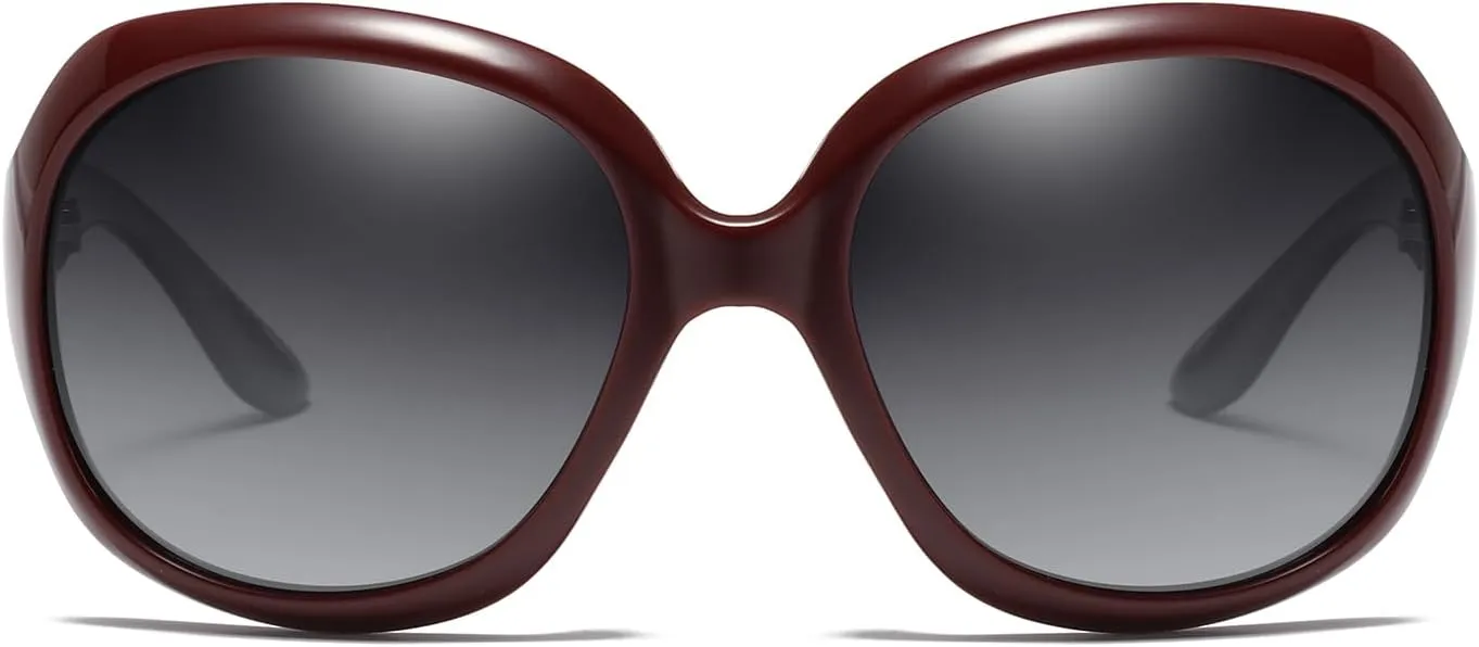 Womens Polarized Sunglasses Trendy Large Round Anti Glare Driving Sun Glasses Ladies Cute Big Frame Shades