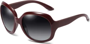 Womens Polarized Sunglasses Trendy Large Round Anti Glare Driving Sun Glasses Ladies Cute Big Frame Shades
