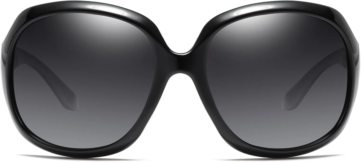Womens Polarized Sunglasses Trendy Large Round Anti Glare Driving Sun Glasses Ladies Cute Big Frame Shades