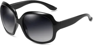 Womens Polarized Sunglasses Trendy Large Round Anti Glare Driving Sun Glasses Ladies Cute Big Frame Shades