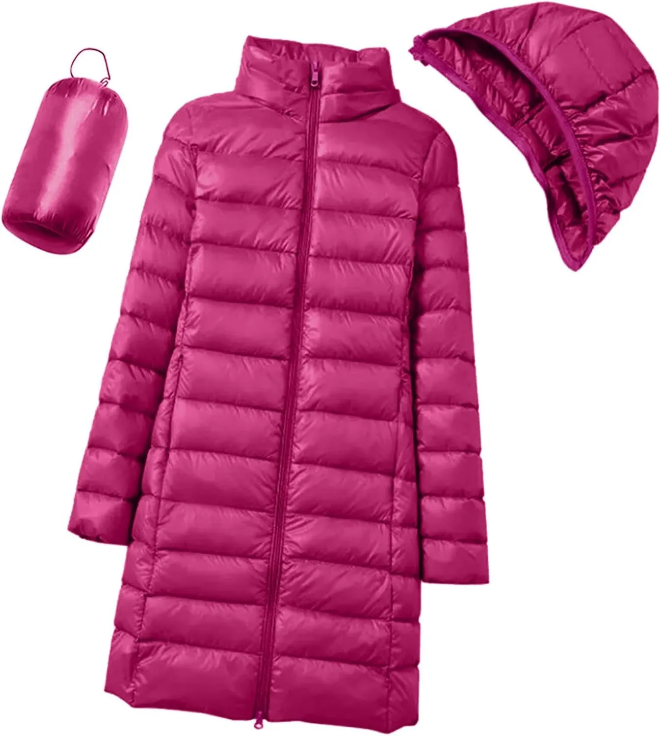 Womens Puffer Coat Lightweight Long Down Jacket Winter Warm Packable Hooded Jacket Short Duck Down Coat Outwear