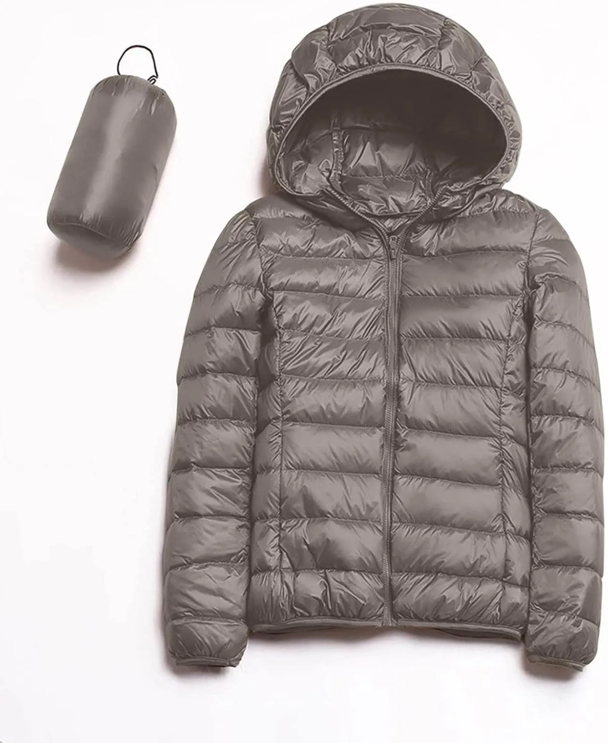 Womens Puffer Coat Winter Warm Packable Hooded Down Jacket Lightweight Slim Fit Hooded Outwear Short Duck Down Coat