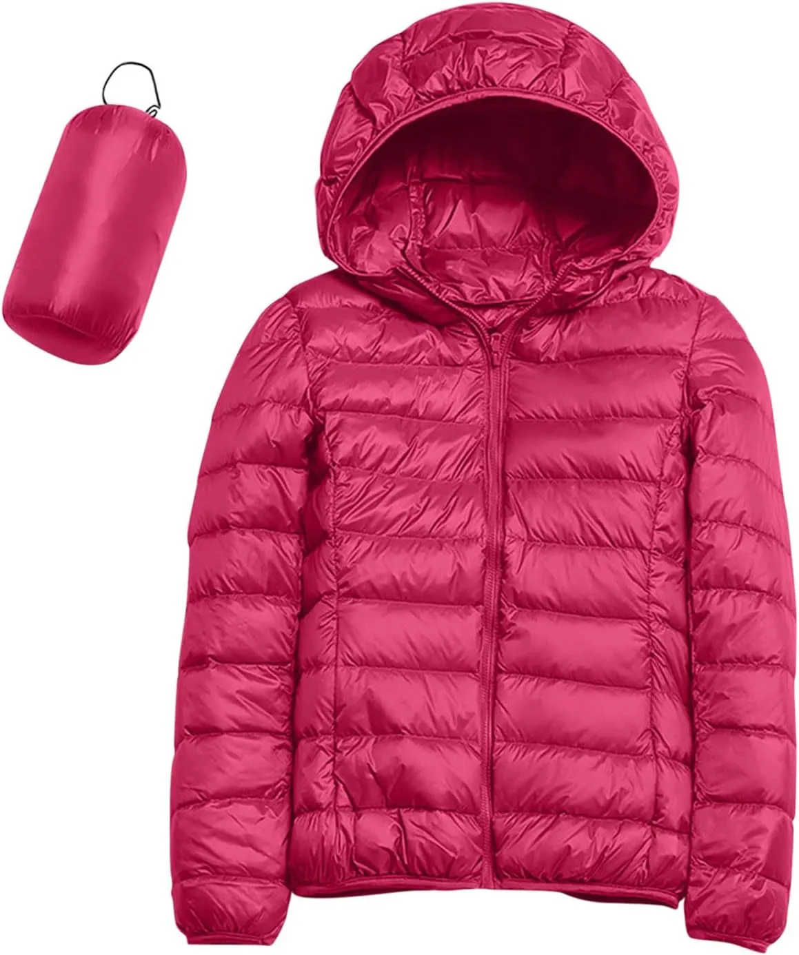 Womens Puffer Coat Winter Warm Packable Hooded Down Jacket Lightweight Slim Fit Hooded Outwear Short Duck Down Coat