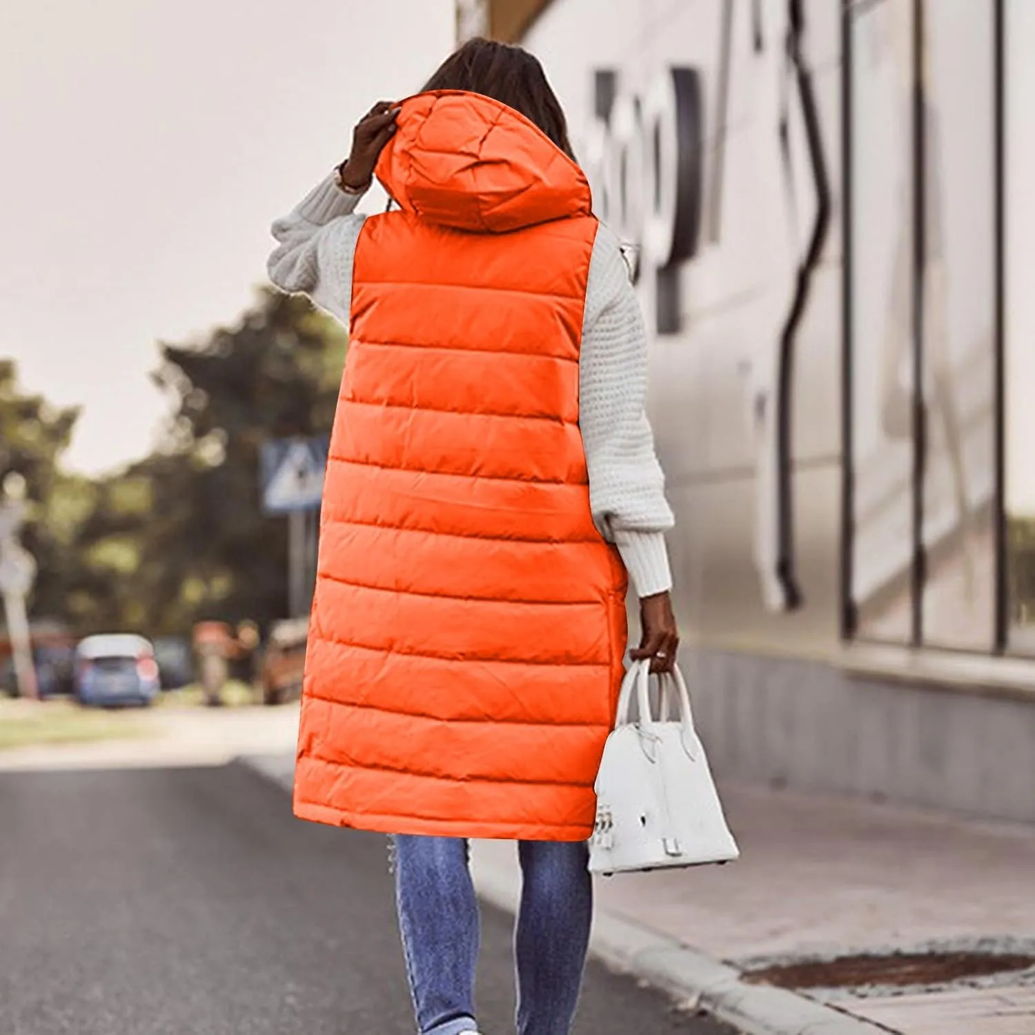 Women's Puffer Jacket Packable Quilted Lightweight Down Parka Plus Size Long Puffy Jacket Light Jacket With Hood