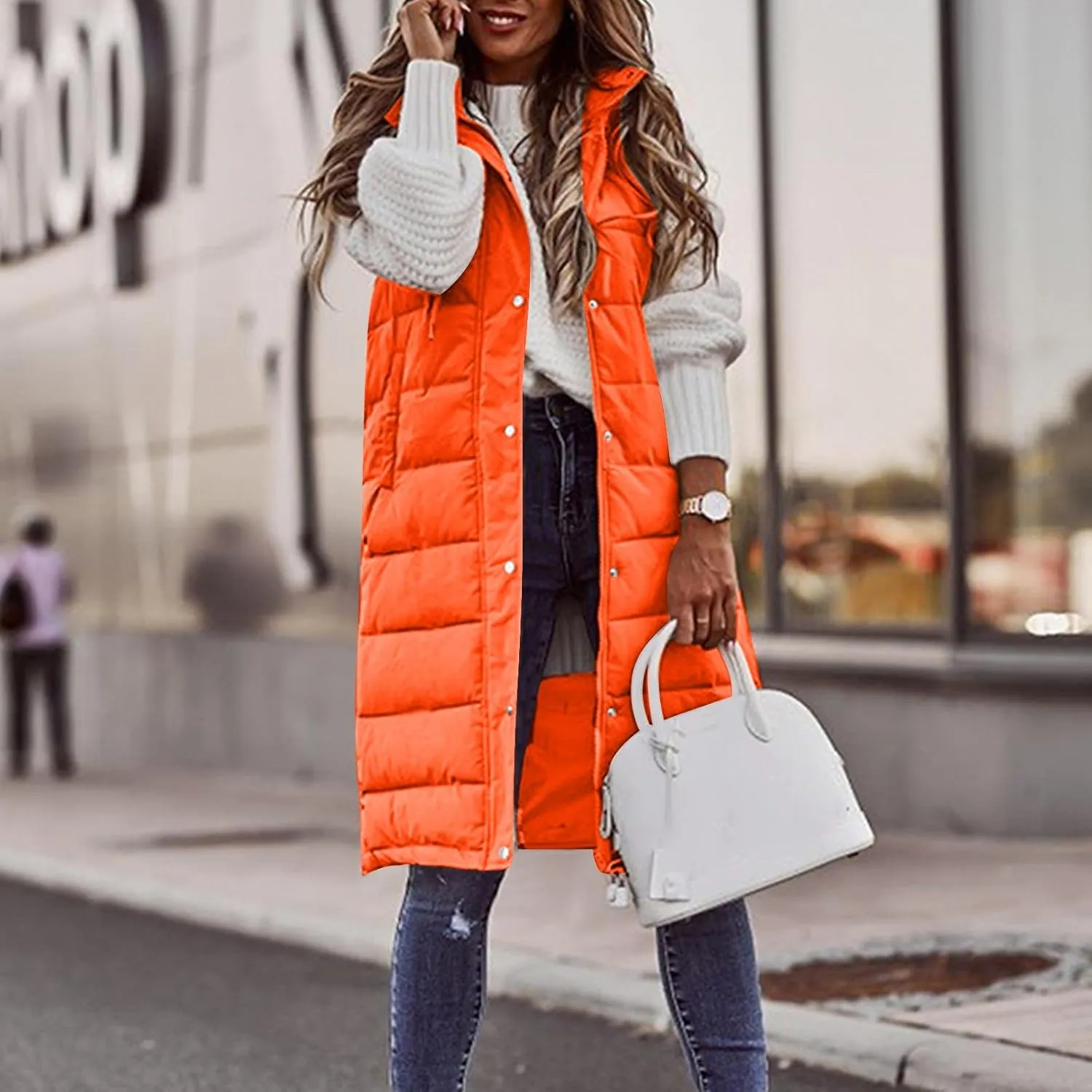 Women's Puffer Jacket Packable Quilted Lightweight Down Parka Plus Size Long Puffy Jacket Light Jacket With Hood