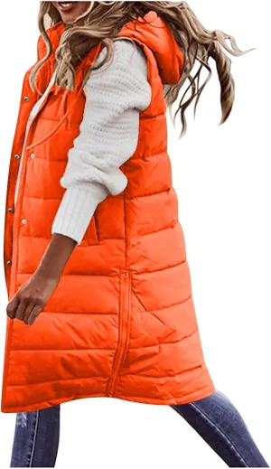 Women's Puffer Jacket Packable Quilted Lightweight Down Parka Plus Size Long Puffy Jacket Light Jacket With Hood