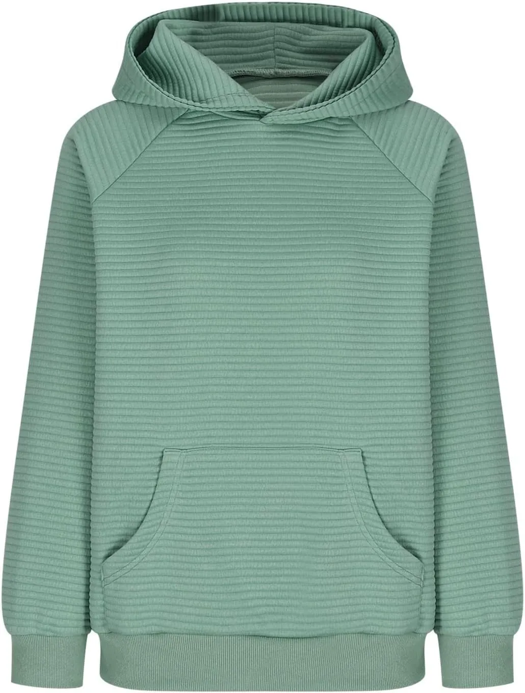 Womens Striped Texture Hoodies Fall Raglan Long Sleeve Dressy Sweatshirts Casual Loose Pullover with Kangaroo Pocket