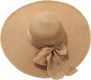 Womens Sun Straw Hat Fashionable Summer Wide Brim Cap UPF 50 Hat Foldable Roll up Floppy Beach Hats for Women