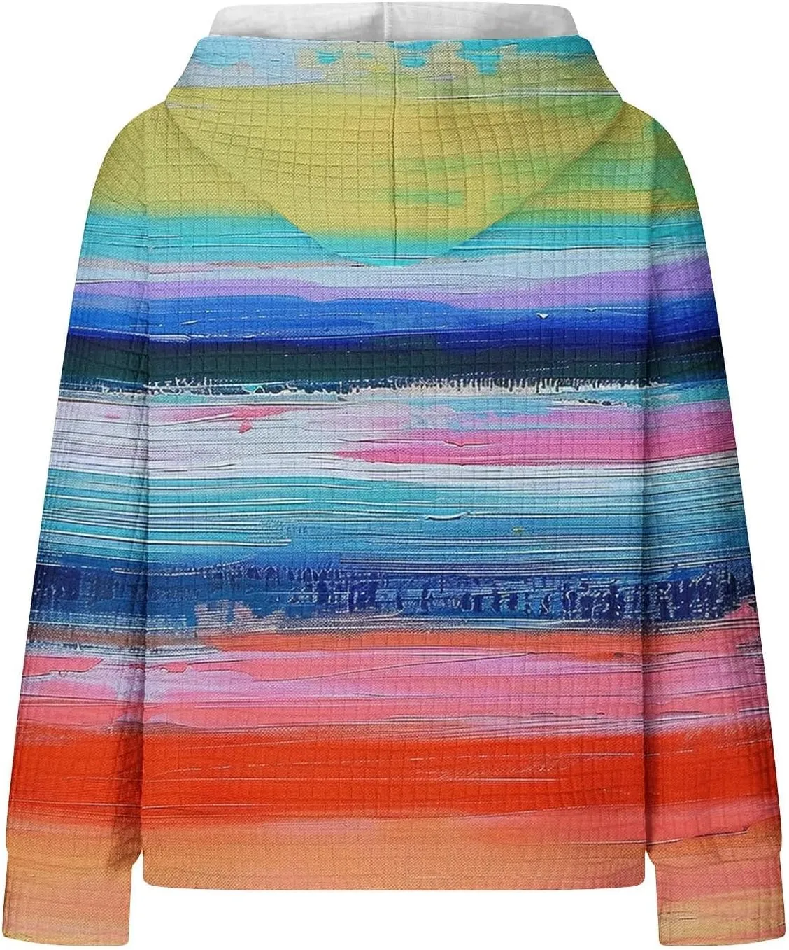 Womens Waffle Knit Hoodie Oversized Fashion Multicolored Sweatshirt Casual Drawstring Pullover Tops with Pockets