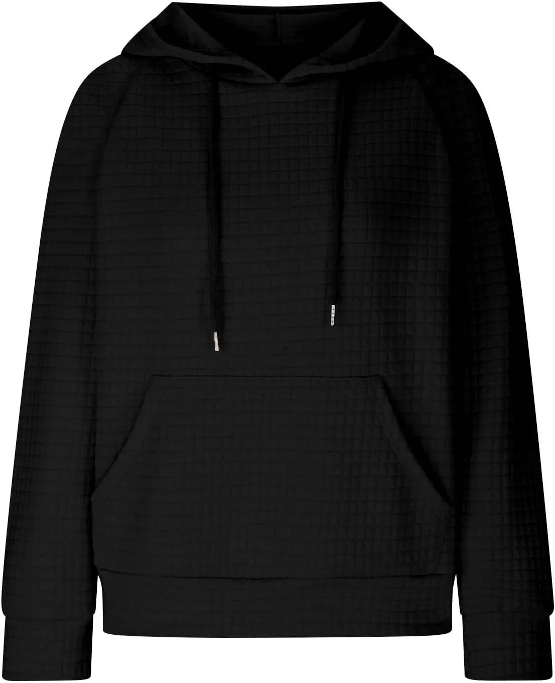Womens Waffle Knit Trendy Sweatshirt Casual Comfort Hoodie Sweatshirts Drawstring Pullover Tops Preppy Clothes 2024