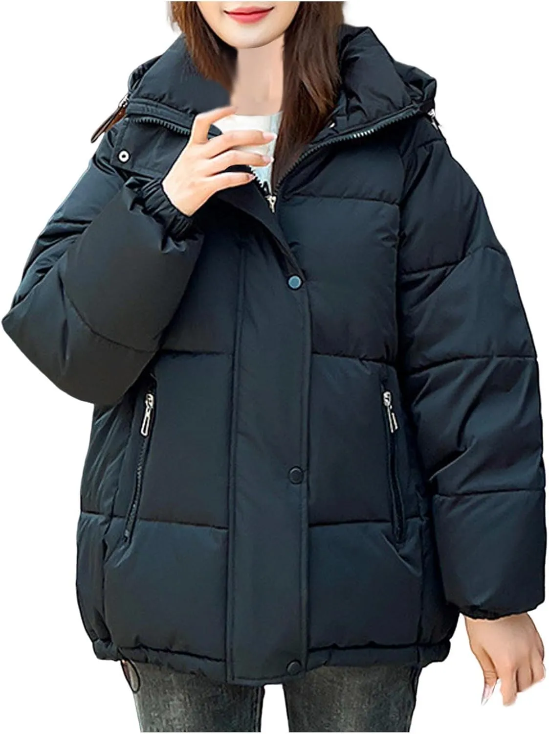 Women's Warm Winter Puffer Coats Heavyweight Long Sleeve Hooded Padded Down Jacket Thicken Parka Military Jackets