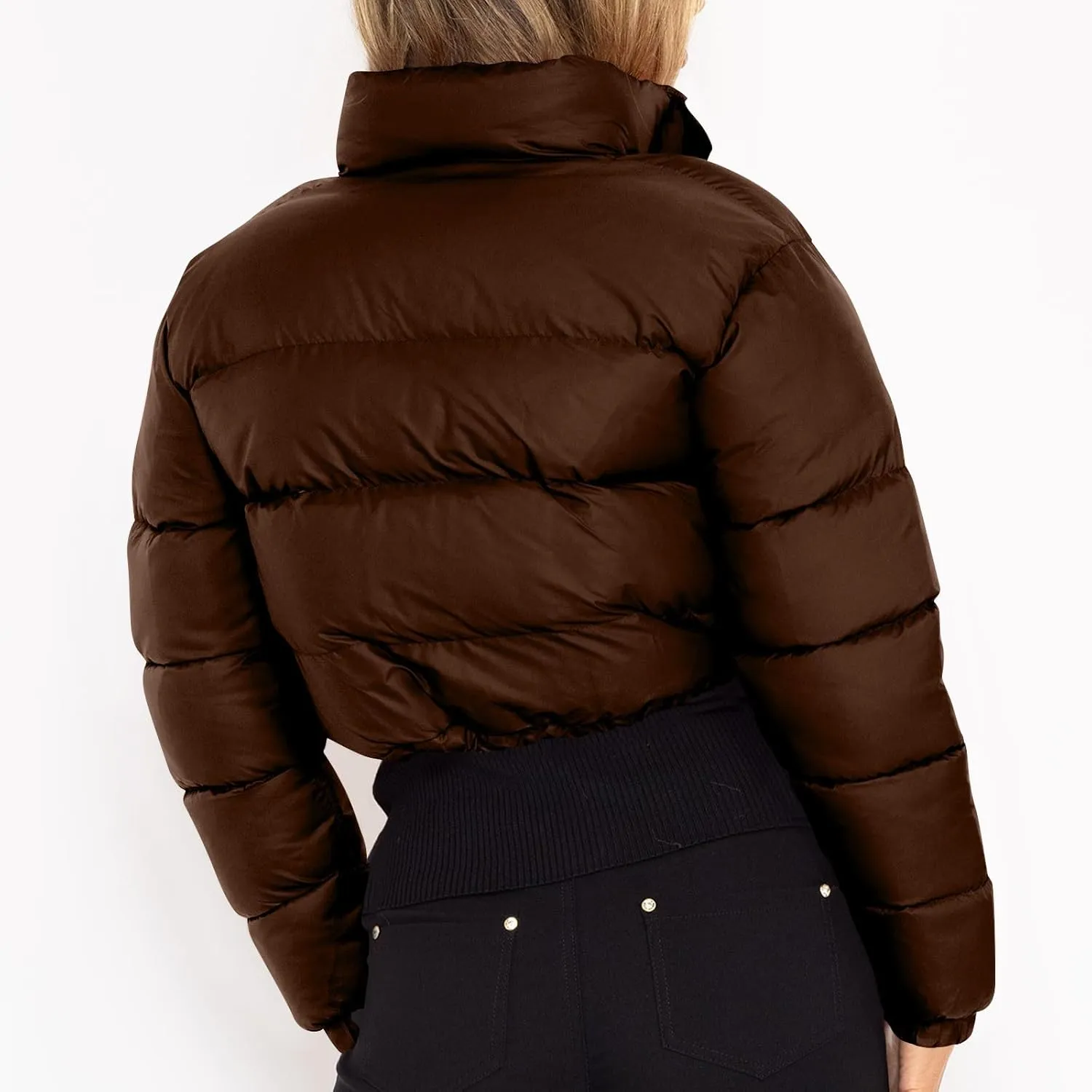 Women's Winter Coats Puffer Thicken Padded Down Jackets Warm Cropped Tops Quilted Casual Zipper 2024 Trendy Parka Outerwear