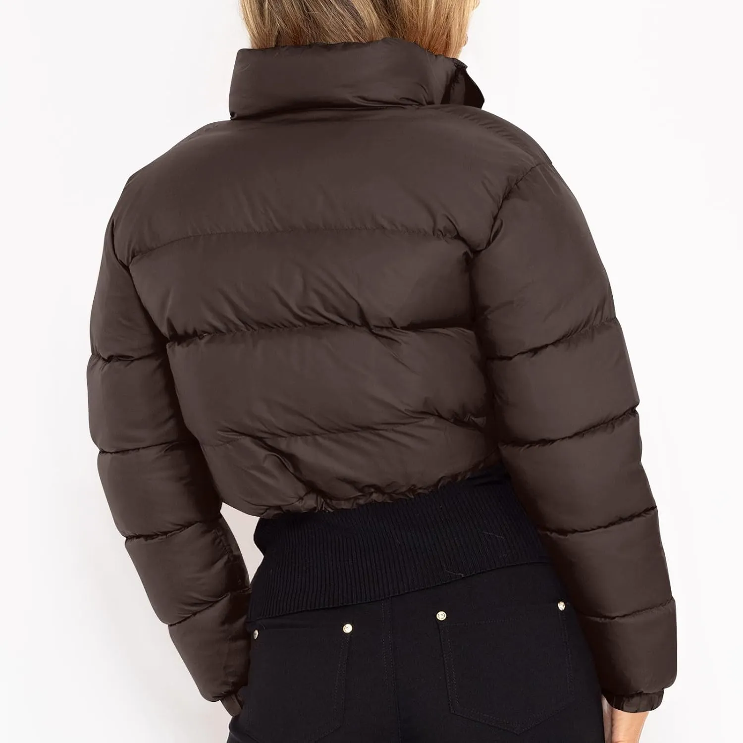 Women's Winter Coats Puffer Thicken Padded Down Jackets Warm Cropped Tops Quilted Casual Zipper 2024 Trendy Parka Outerwear