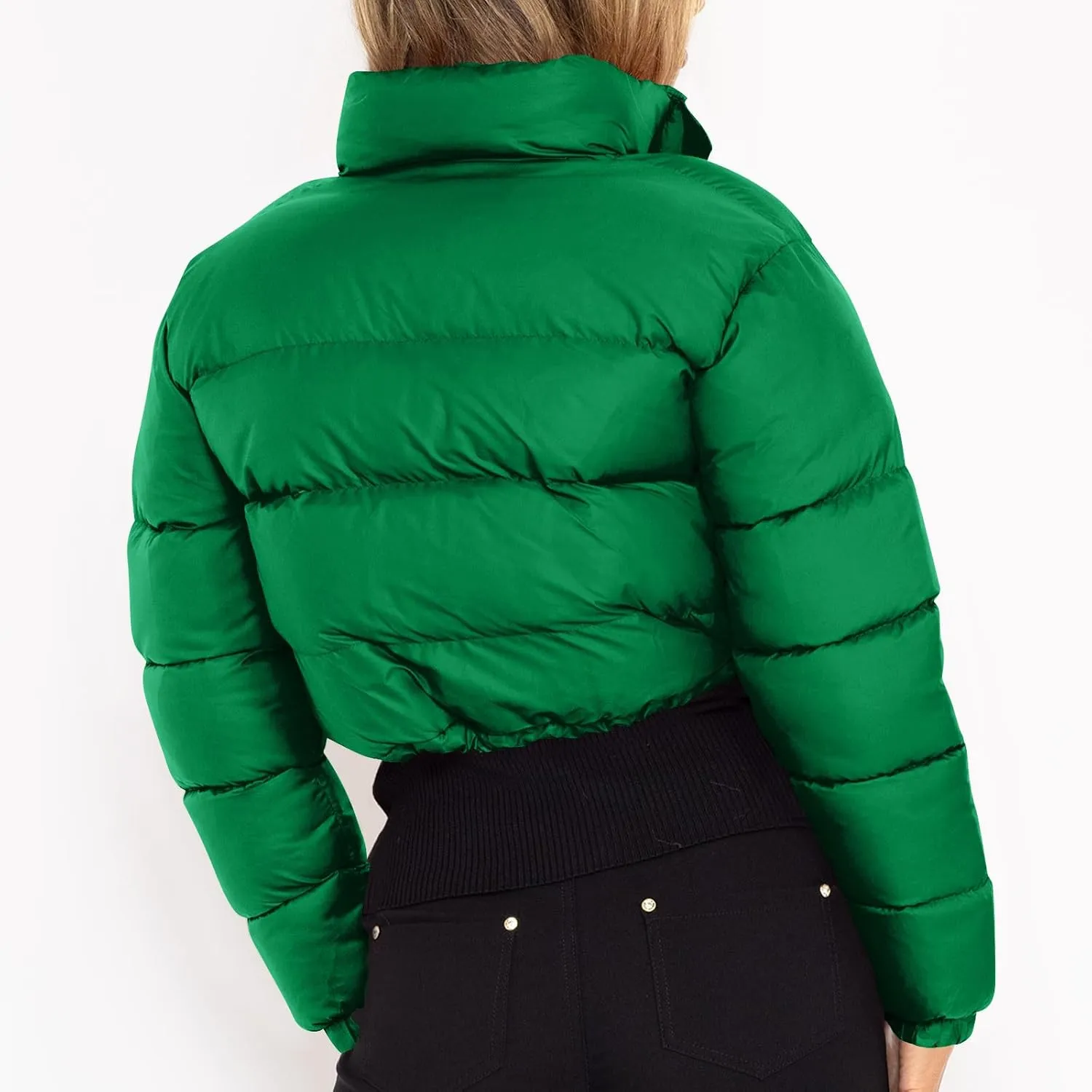 Women's Winter Coats Puffer Thicken Padded Down Jackets Warm Cropped Tops Quilted Casual Zipper 2024 Trendy Parka Outerwear