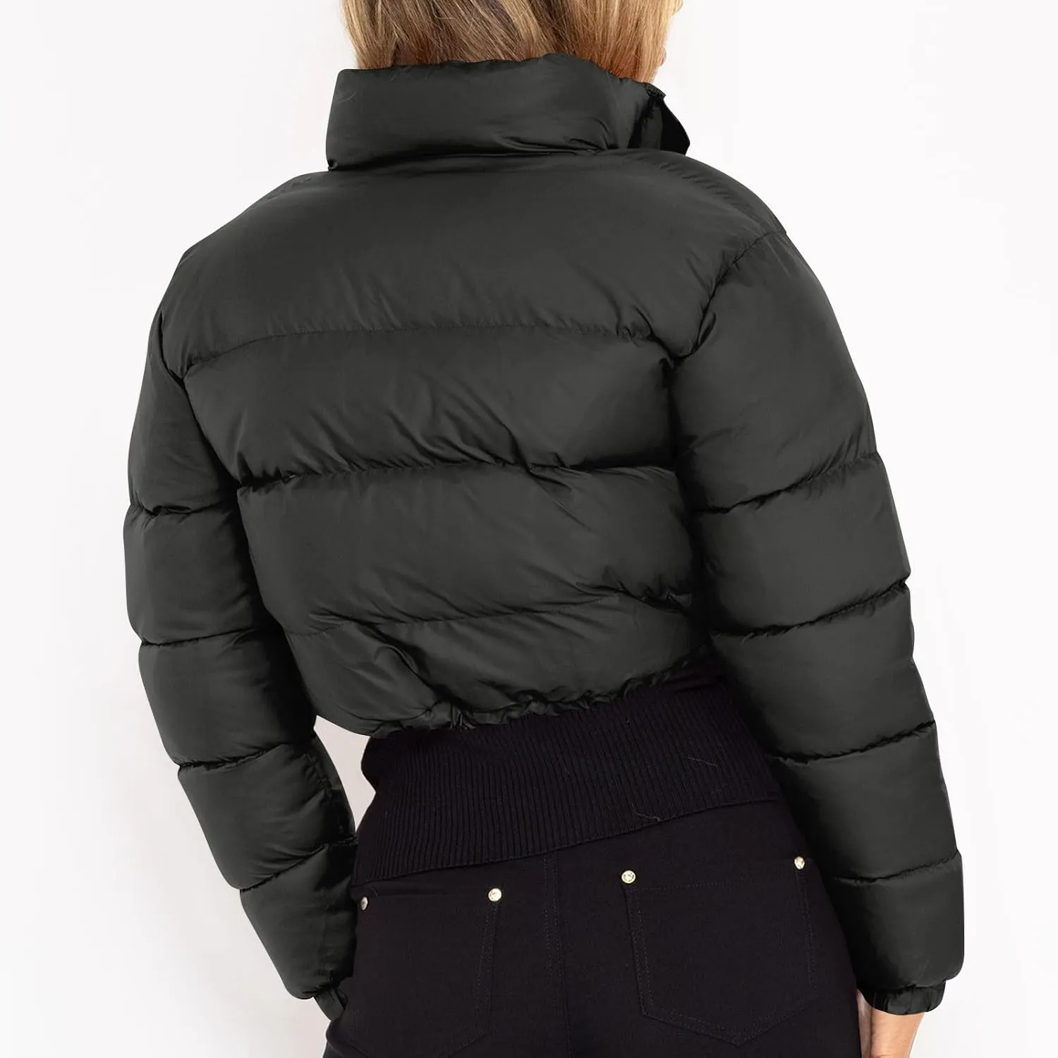 Women's Winter Coats Puffer Thicken Padded Down Jackets Warm Cropped Tops Quilted Casual Zipper 2024 Trendy Parka Outerwear