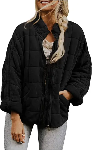 Womens Winter Jacket Stand-Collar Cotton Jacket Loose Pocket Cotton Jacket Warm Winter with 4 Pockets Long Coat