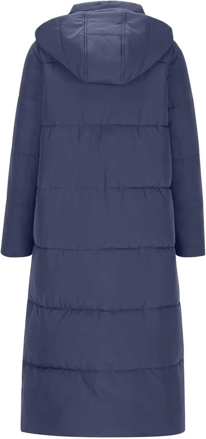 Women's Winter Long Puffer Coats Thicken Down Jackets Warm Padded Coat Zip up Quilted Jacket Casual Trendy Outerwear