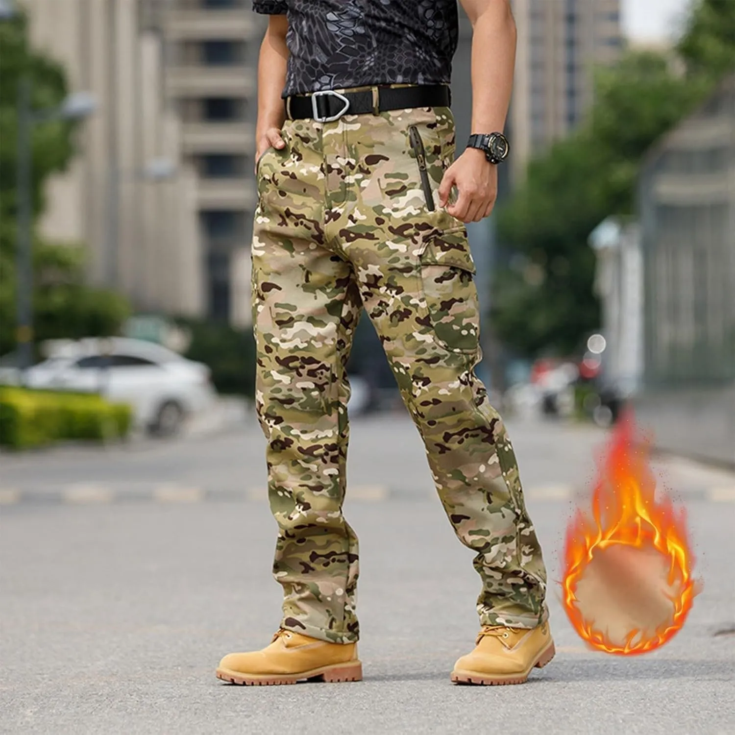 Work Pants for Men Multi Pockets Pants: Tactical Thermal Lightweight Trendy Pants