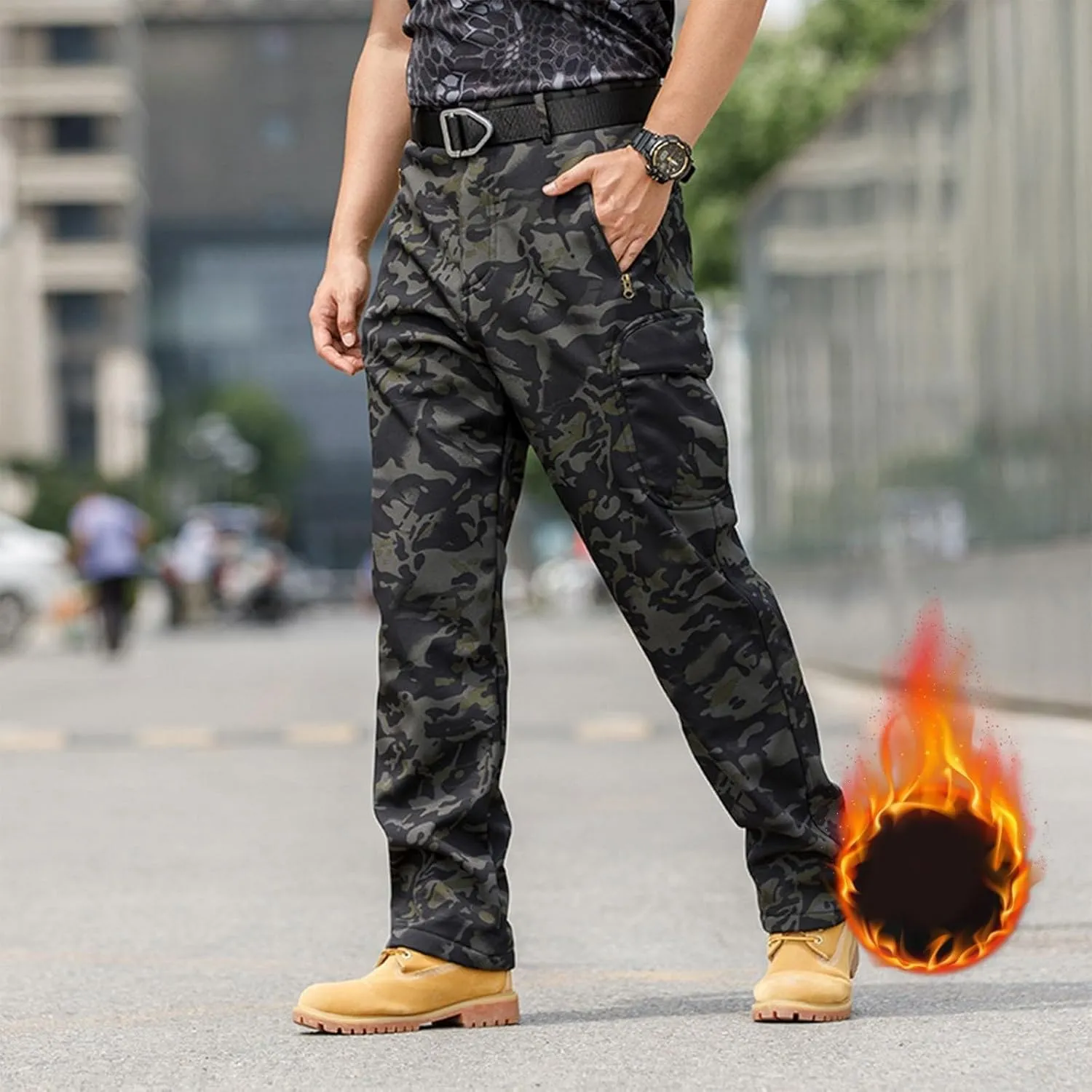 Work Pants for Men Multi Pockets Pants: Tactical Thermal Lightweight Trendy Pants