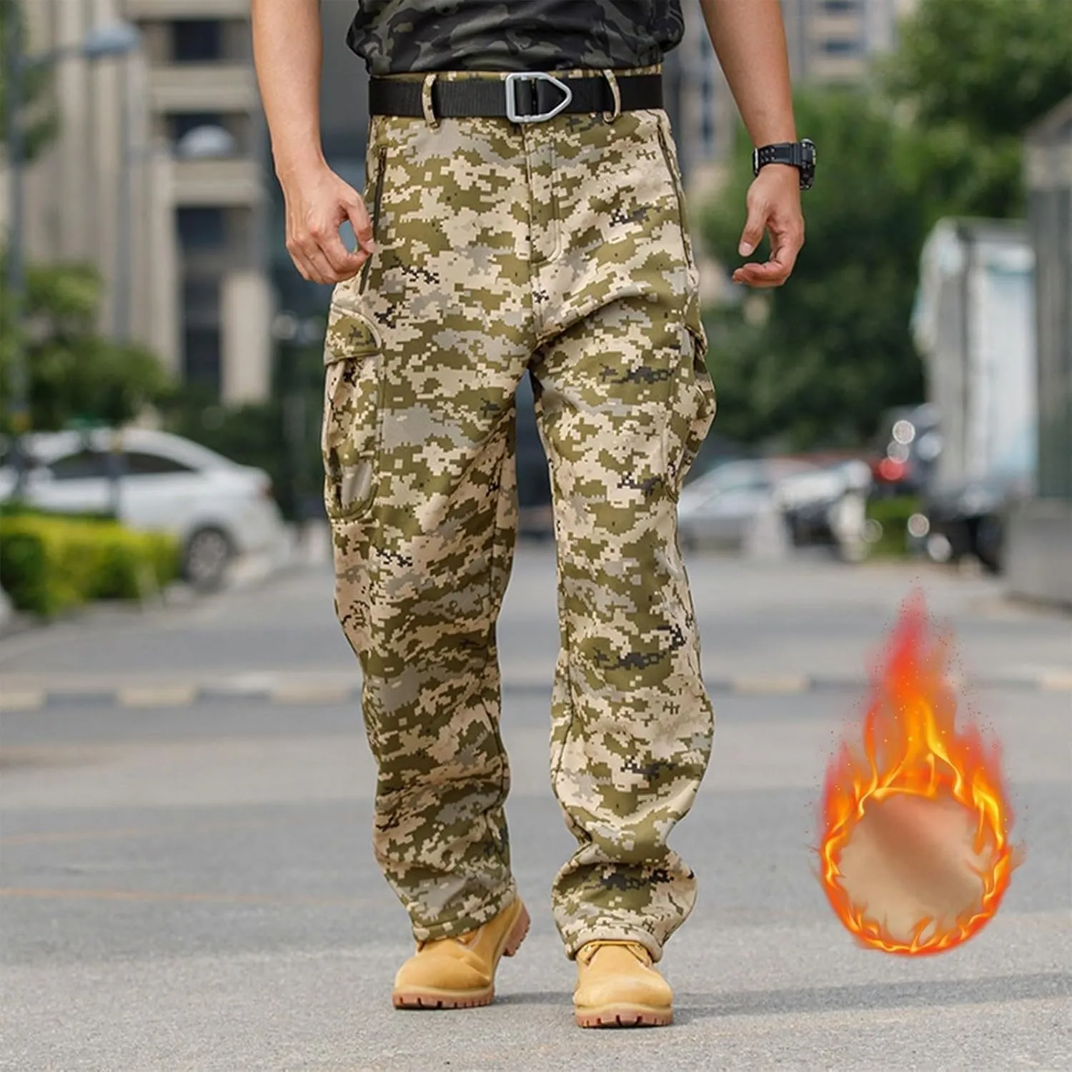 Work Pants for Men Multi Pockets Pants: Tactical Thermal Lightweight Trendy Pants
