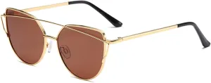 ZENYS Vintage Men's and Women's Metallic Cat Eye Polygon Fashion Sunglasses (Color : E, Size : 1)